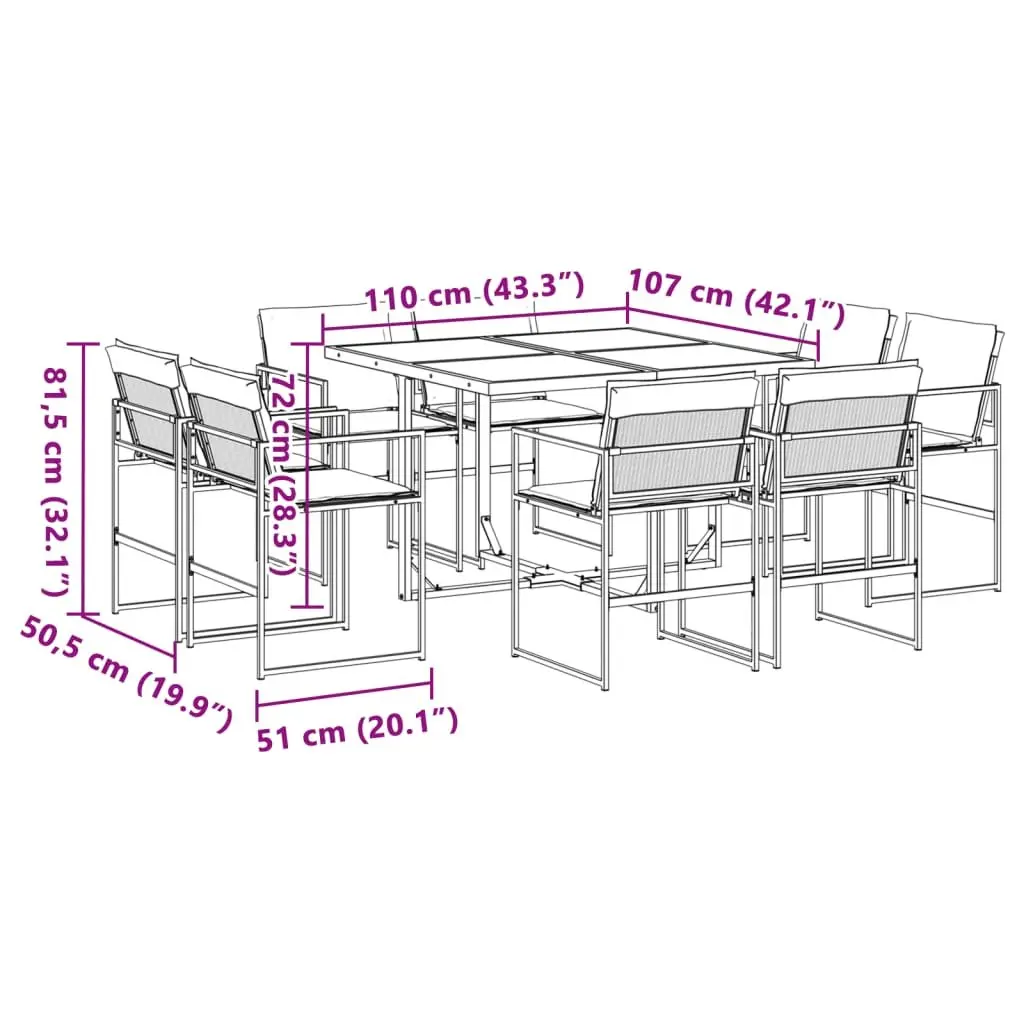 Outdoor Garden Dining Set with 9 Pieces