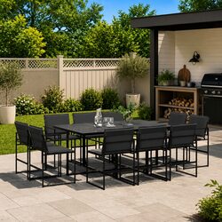 11 Piece Black Textilene Garden Dining Set with Table