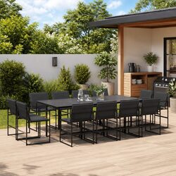 Premium 13 Piece Garden Dining Set with Black Textilene Chairs