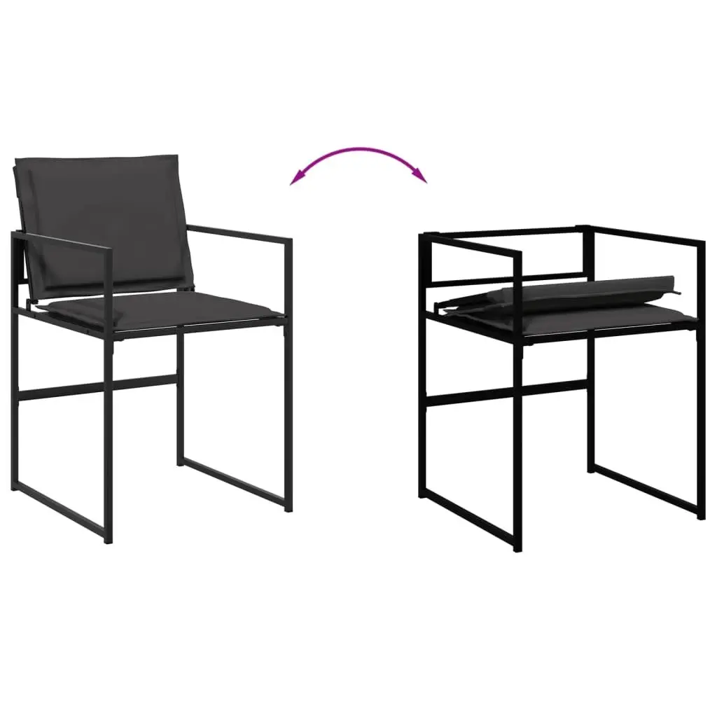 Garden Dining Set Textilene 17 Piece Outdoor Furniture Black Powder-coated Steel Tempered Glass