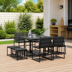 High-Quality 9 Piece Outdoor Dining Set with Textilene Chairs