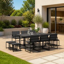 Durable 11-Piece Garden Dining Set with Textilene Chairs