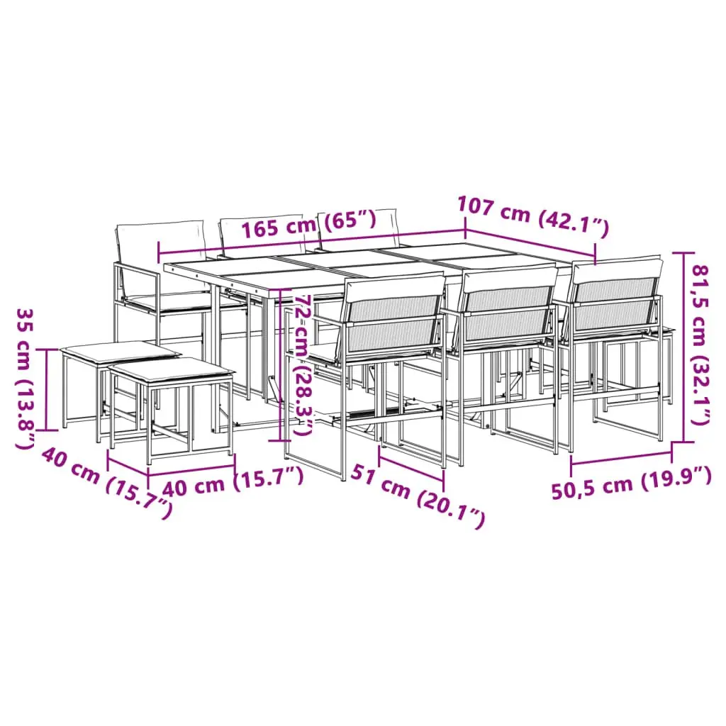 11-Piece Garden Dining Set with Textilene Chairs