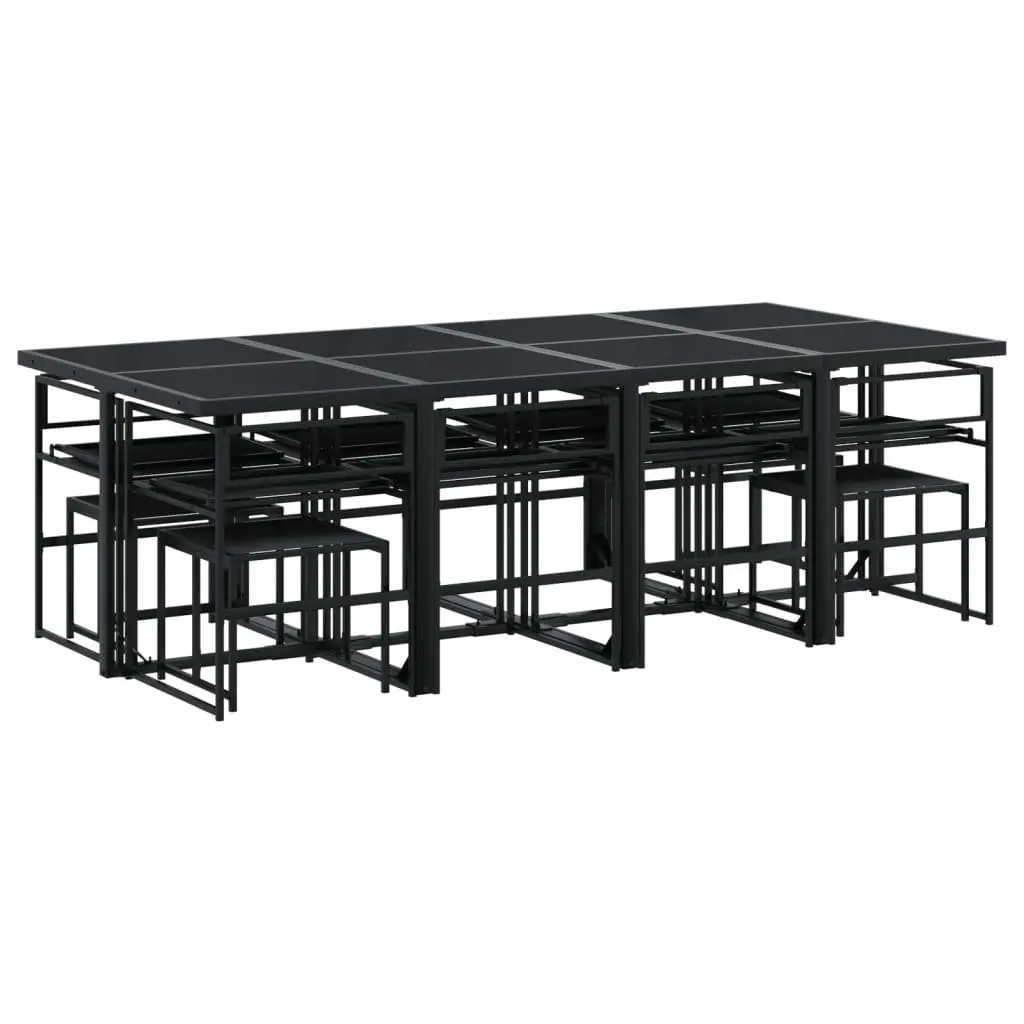 Garden Dining Set 13 Piece Outdoor Furniture Textilene Fabric Black Steel Frame
