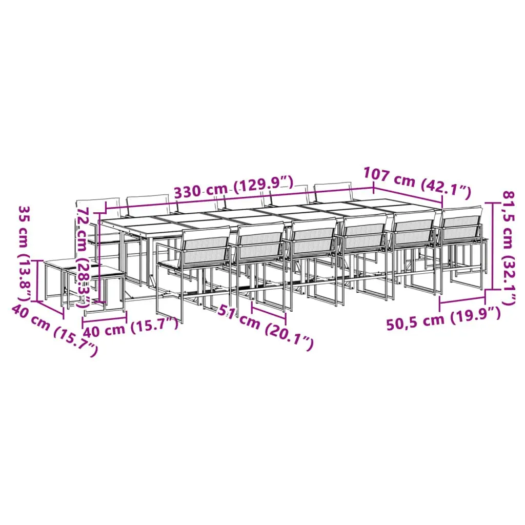 17-Piece Outdoor Dining Set with Durable Chairs