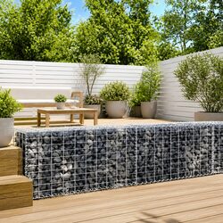 Durable Gabion Basket with Cover for Landscaping 200x50x50 cm