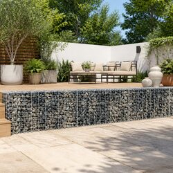 Premium Gabion Basket with Cover 300x50x50 cm Silver