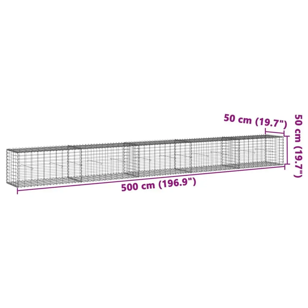 Gabion Basket Galvanised Iron Wire 500x50x50 cm Silver
