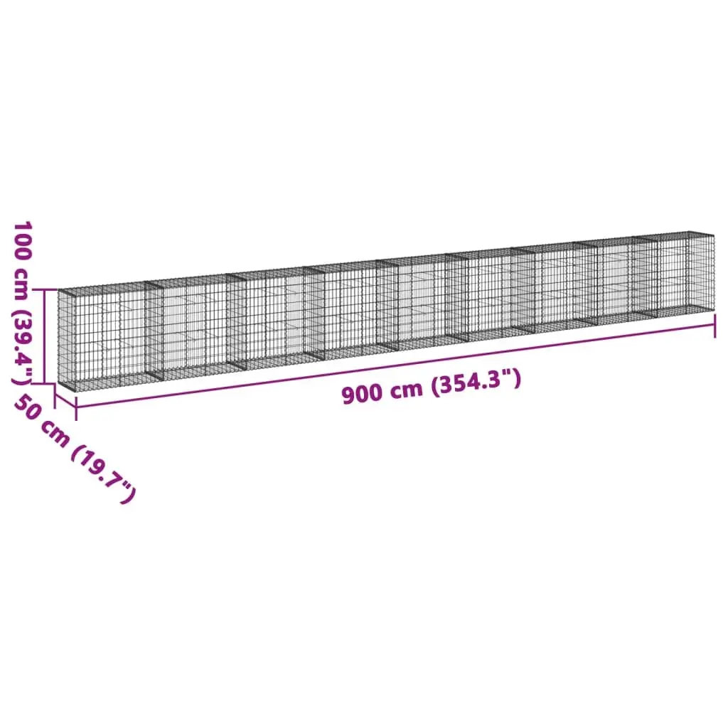 Gabion Basket with Cover 900x50x100 cm