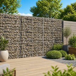 Durable Gabion Basket with Cover 100x50x200 cm Silver