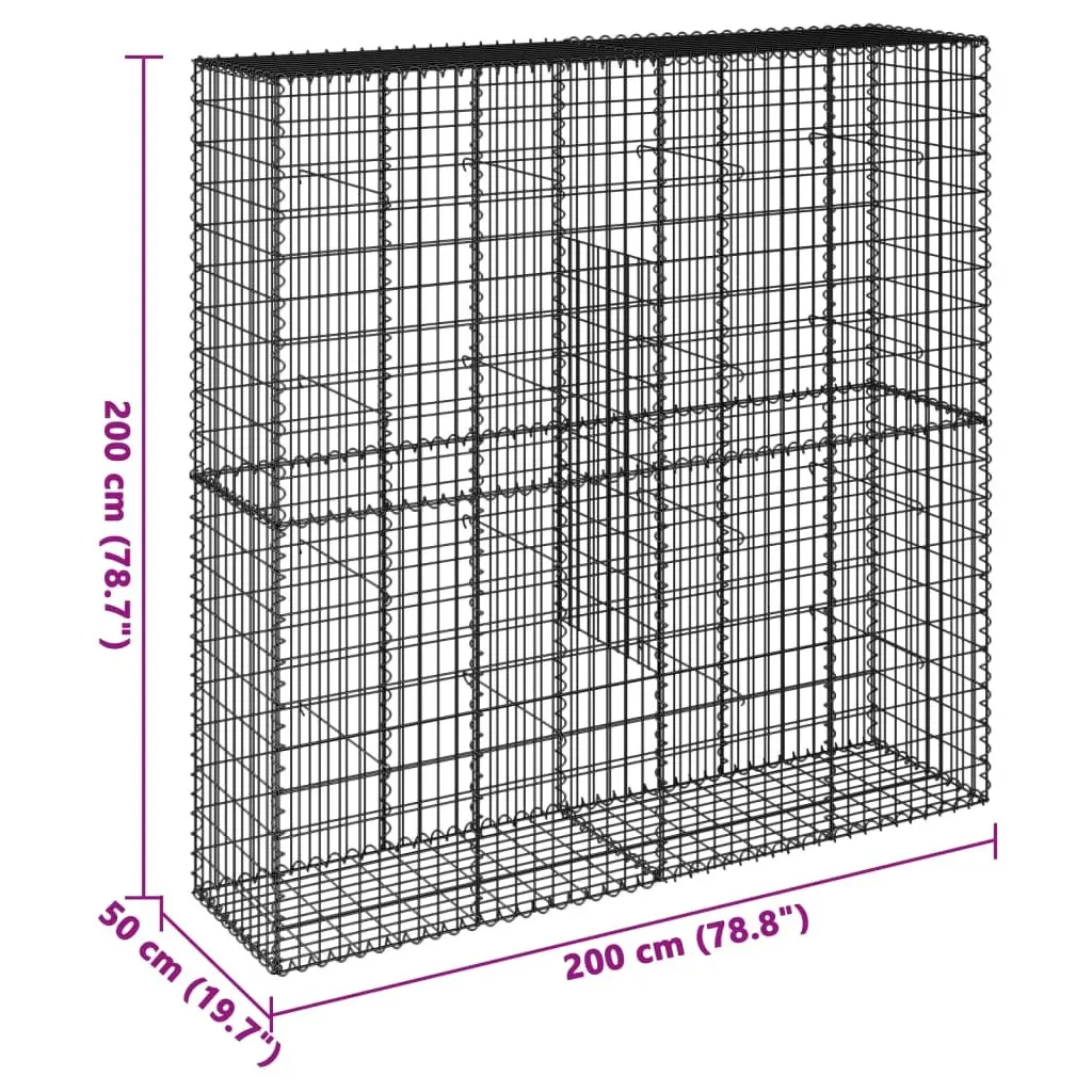 Gabion Basket Galvanised Iron Wire 200x50x200 cm Silver