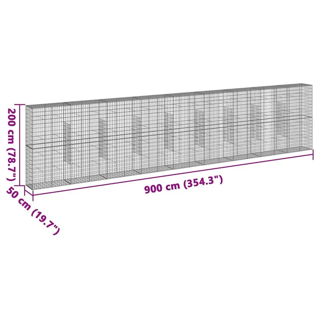 Gabion Basket Galvanised Iron Wire 900x50x200cm Silver