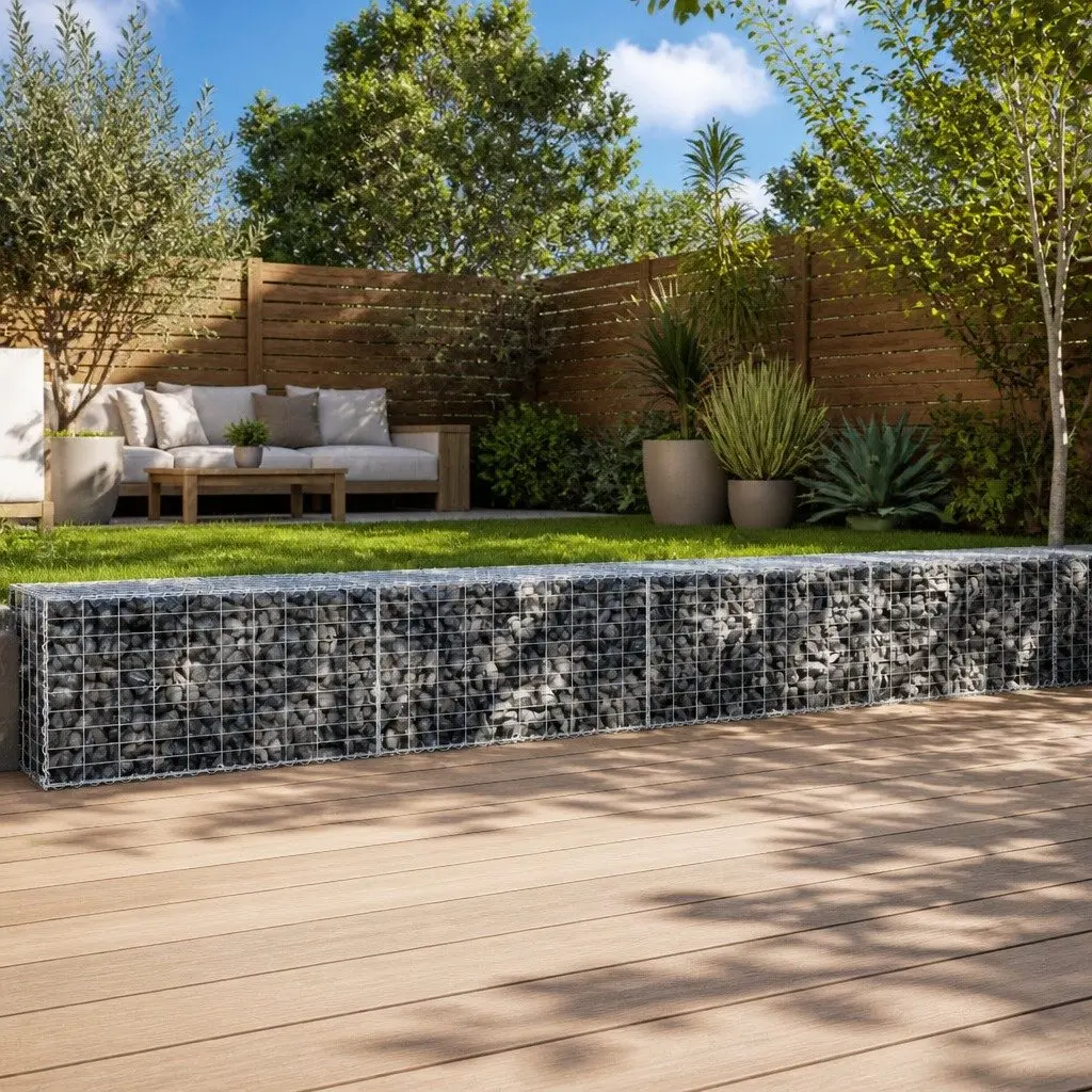 Gabion Basket Silver Galvanised Iron Wire 700x100x50 cm Garden Retaining Wall