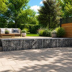 Durable Silver Gabion Basket with Cover 1200x100x50 cm