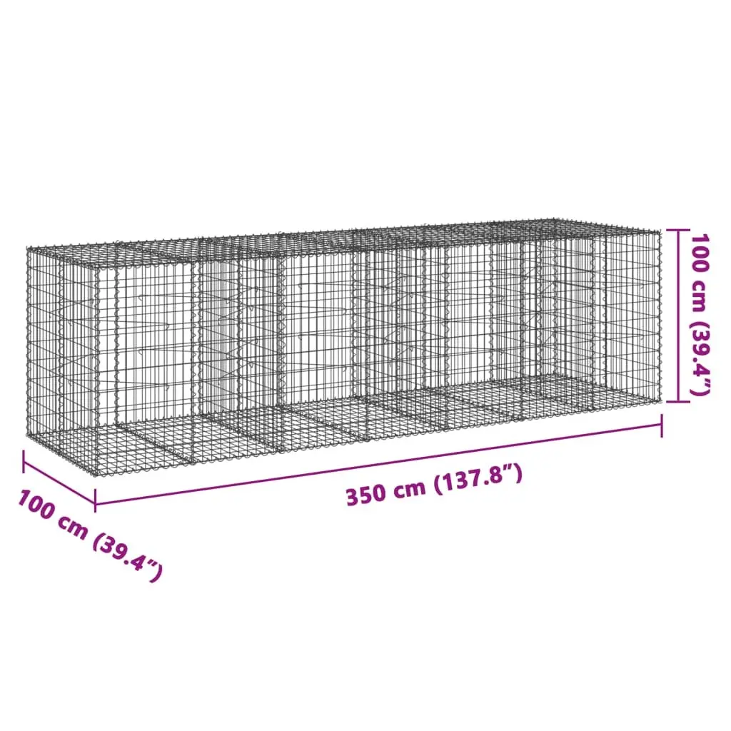 Gabion Basket Galvanised Iron Wire 350x100x100 cm Silver