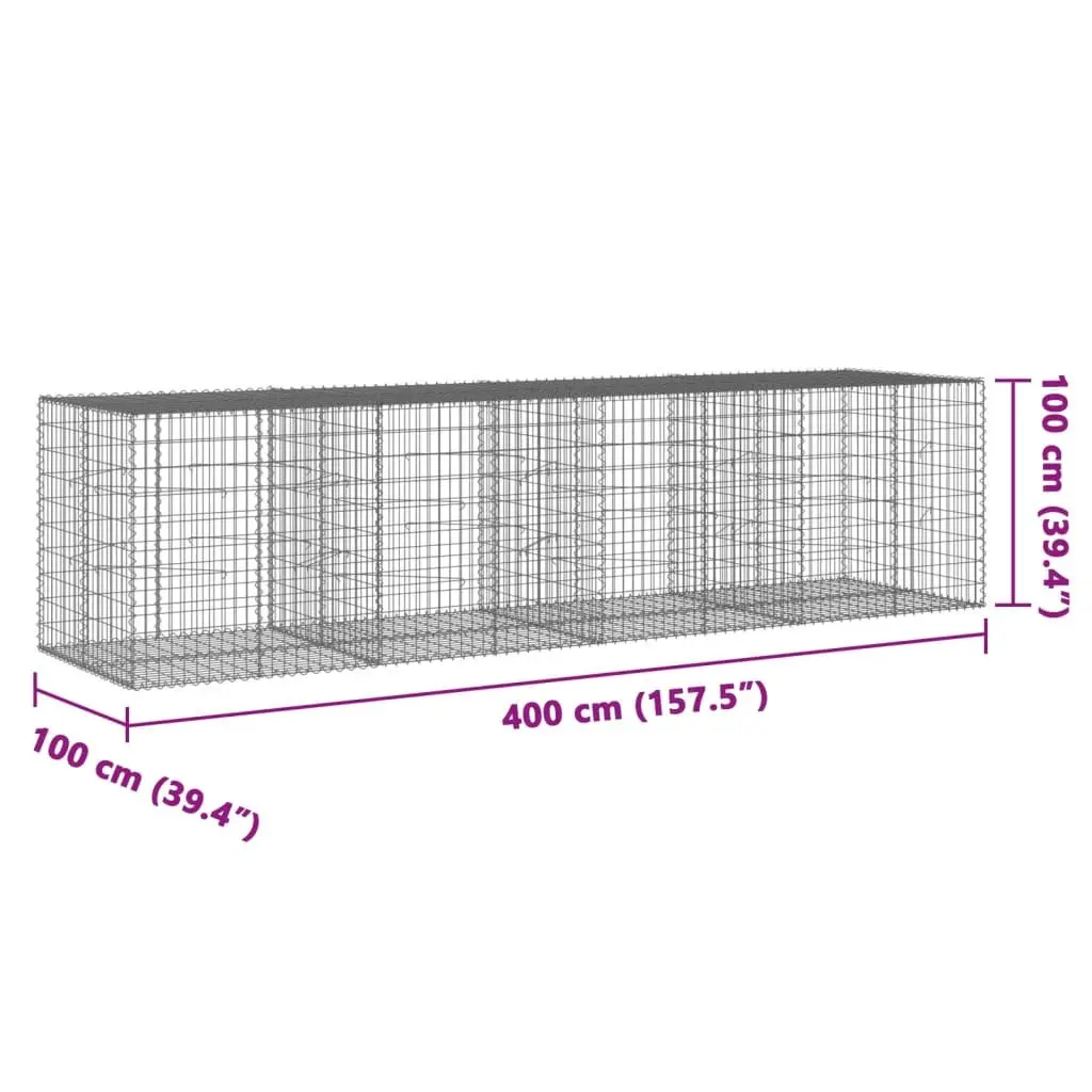 Gabion Basket with Cover 400x100x100 cm