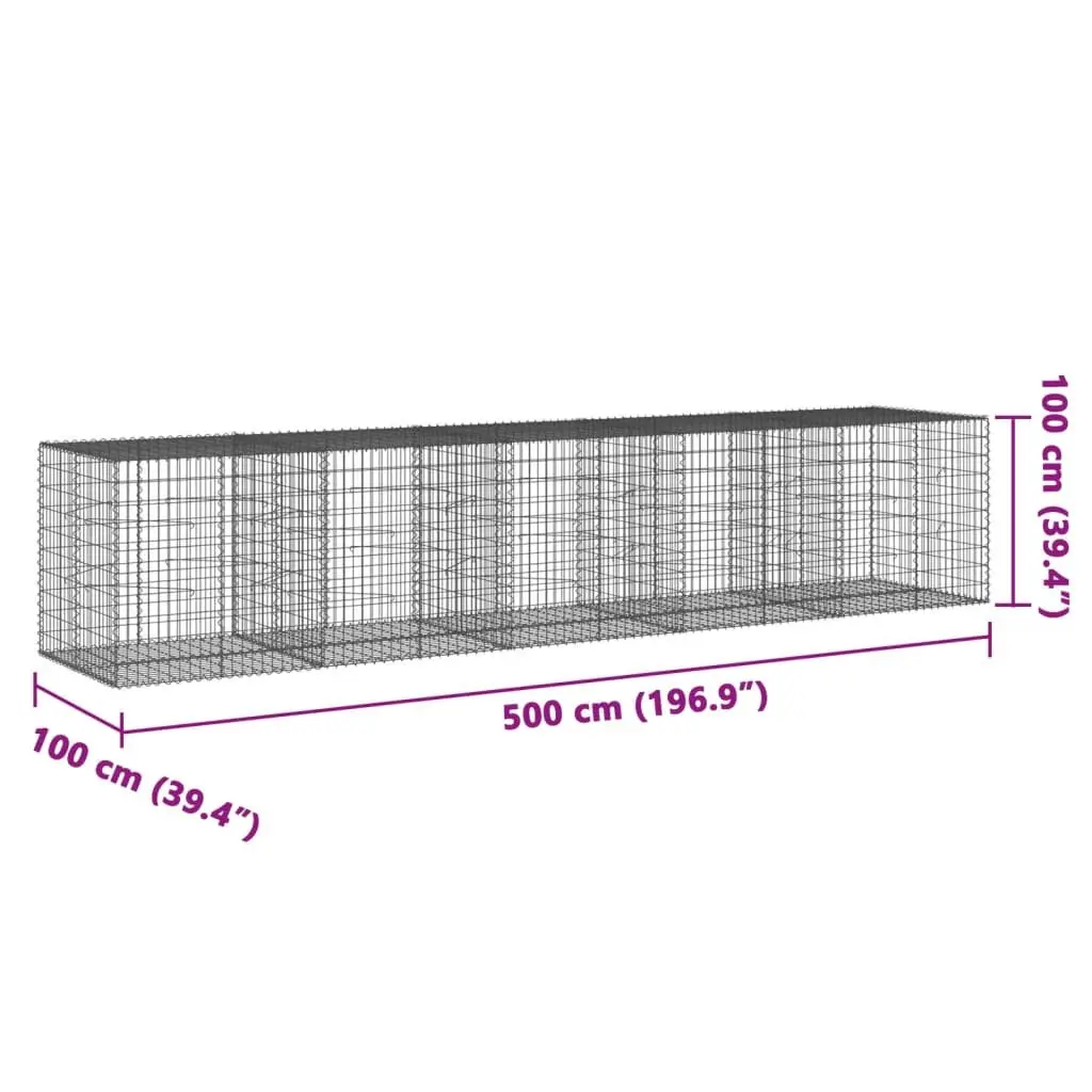 Galvanised Iron Gabion Basket 500x100x100cm