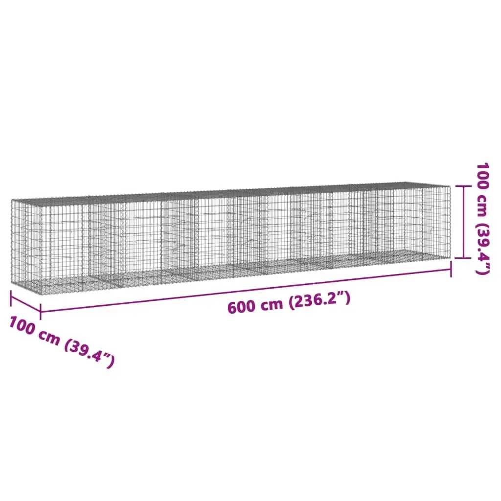 Gabion Basket with Cover 600x100x100 cm