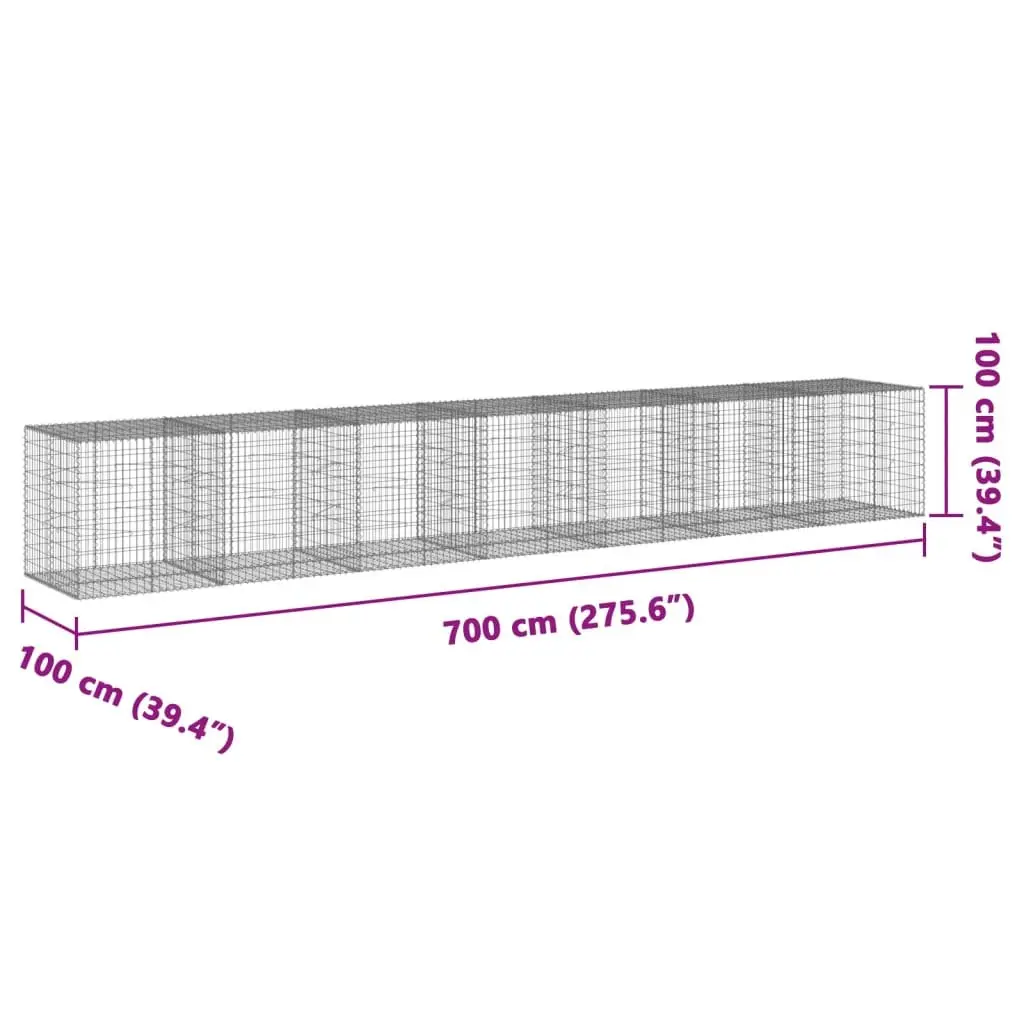 Gabion Basket with Cover 700x100x100 cm