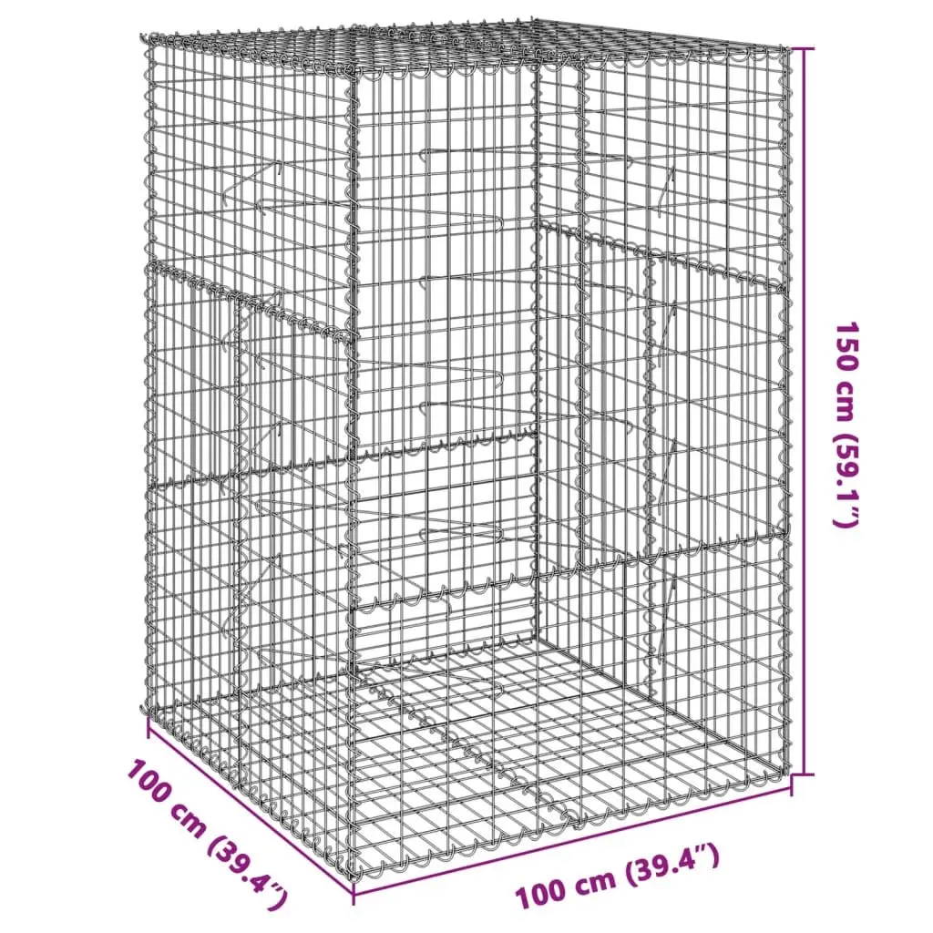 Gabion Basket 100x100x150 cm with Cover