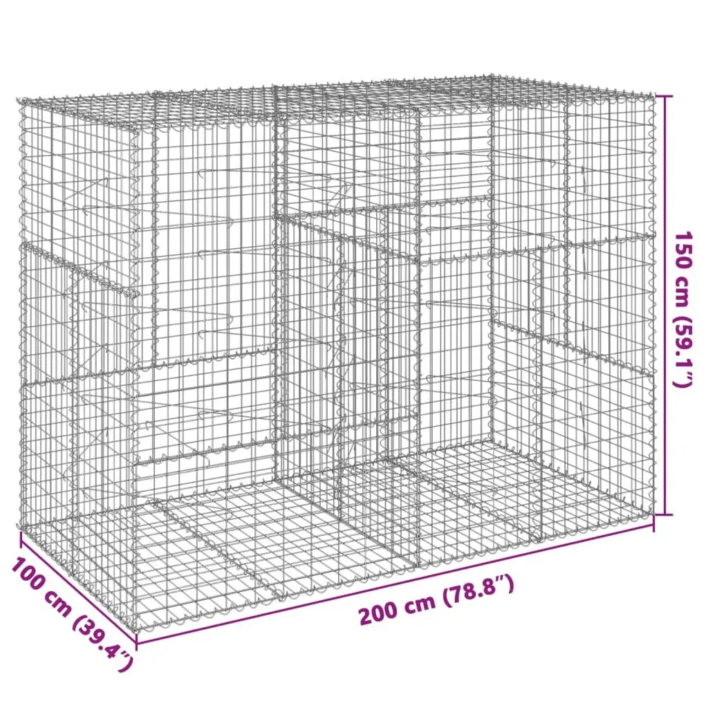 Gabion Basket Galvanised Iron Wire 200x100x150 cm Silver