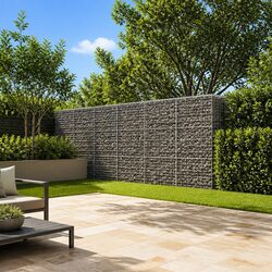 Premium Gabion Basket with Cover 1200x100x150 cm Silver