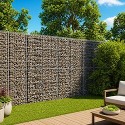 Gabion Basket with Cover 200x100x200 cm Outdoor Garden Retaining Wall Decor
