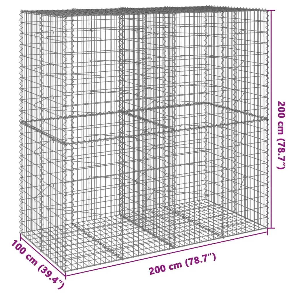 Gabion Basket Galvanised Iron Wire 200x100x200 cm Silver