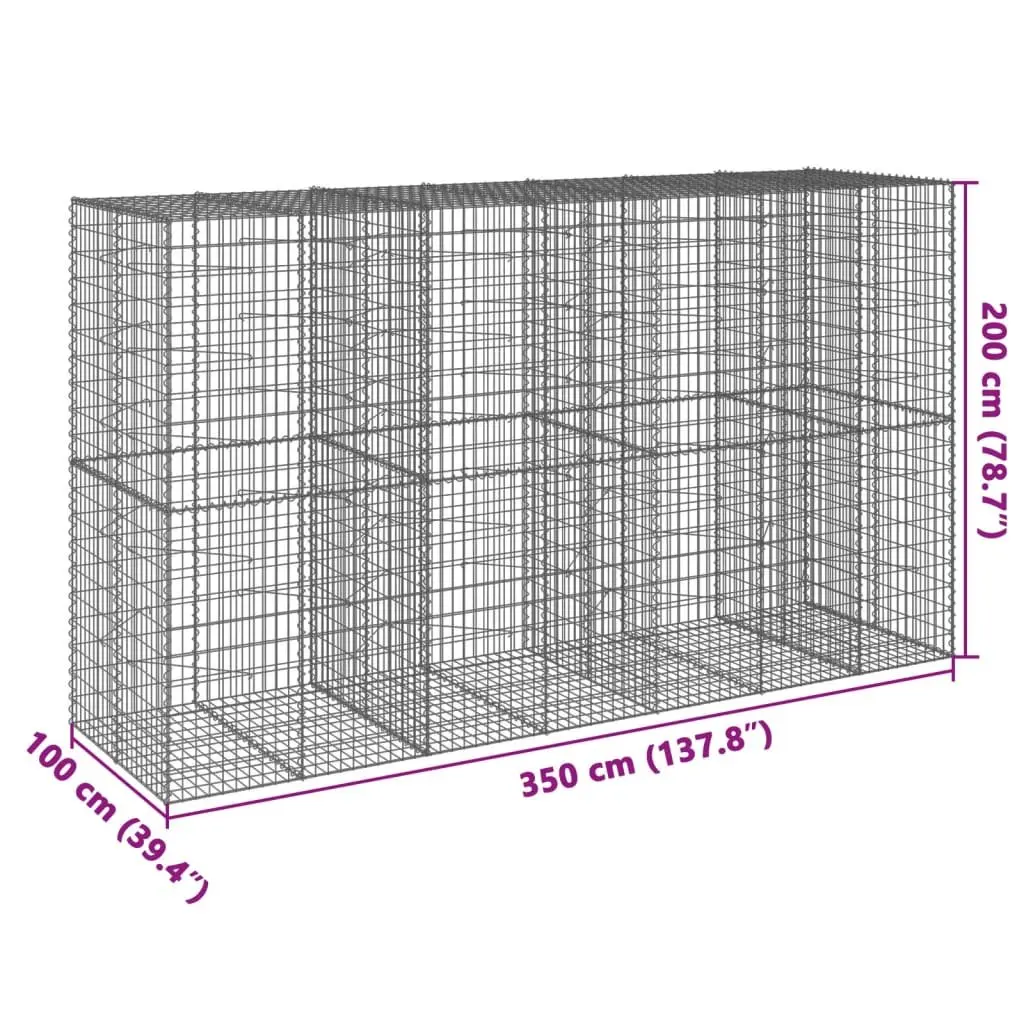 Gabion Basket Galvanised Iron Wire 350x100x200cm Silver