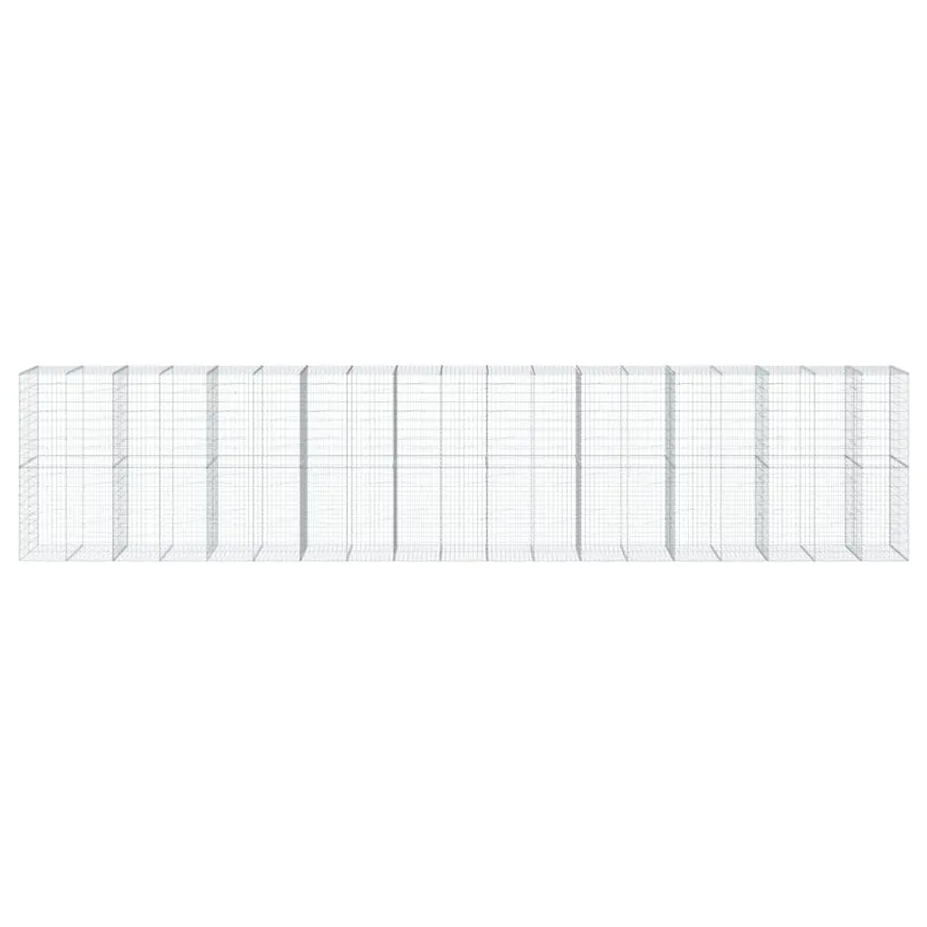 Gabion Basket Galvanised Iron 950x100x200 cm Silver Metal Wire Garden Planter Cage