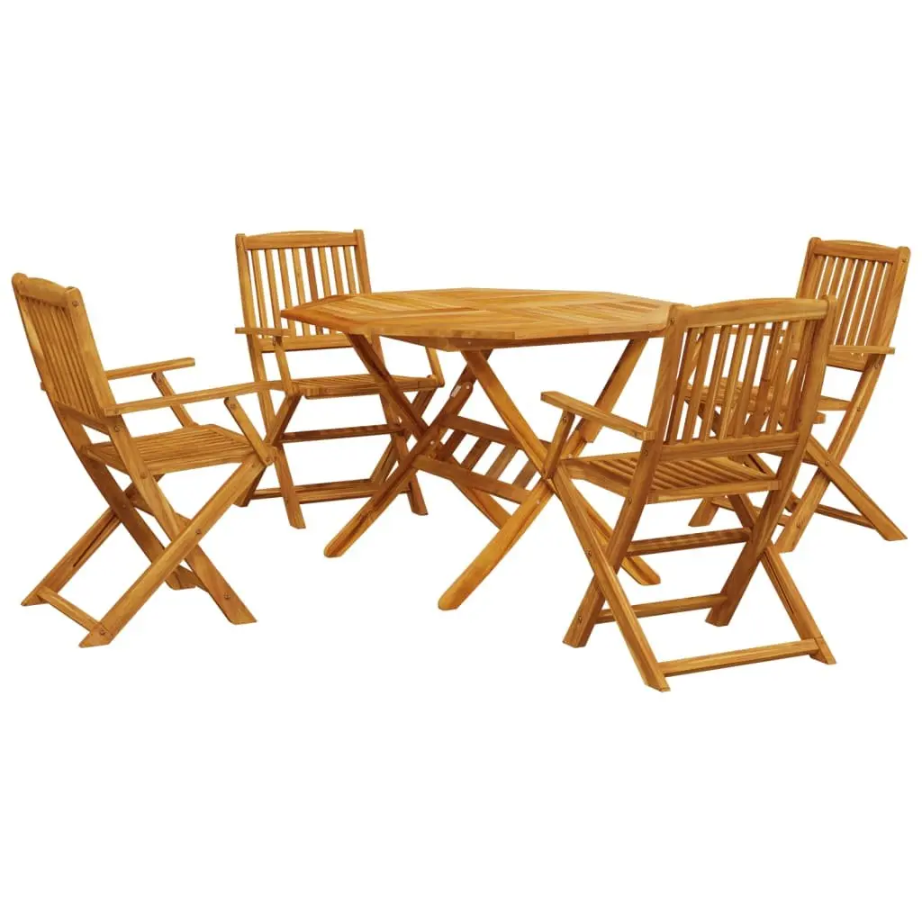 Folding Garden Dining Set with Solid Acacia Wood Construction