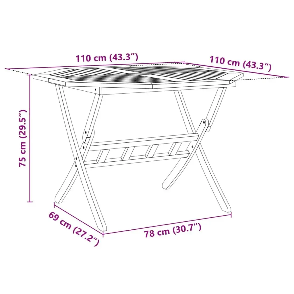 Folding Garden Dining Set with Solid Acacia Wood Construction
