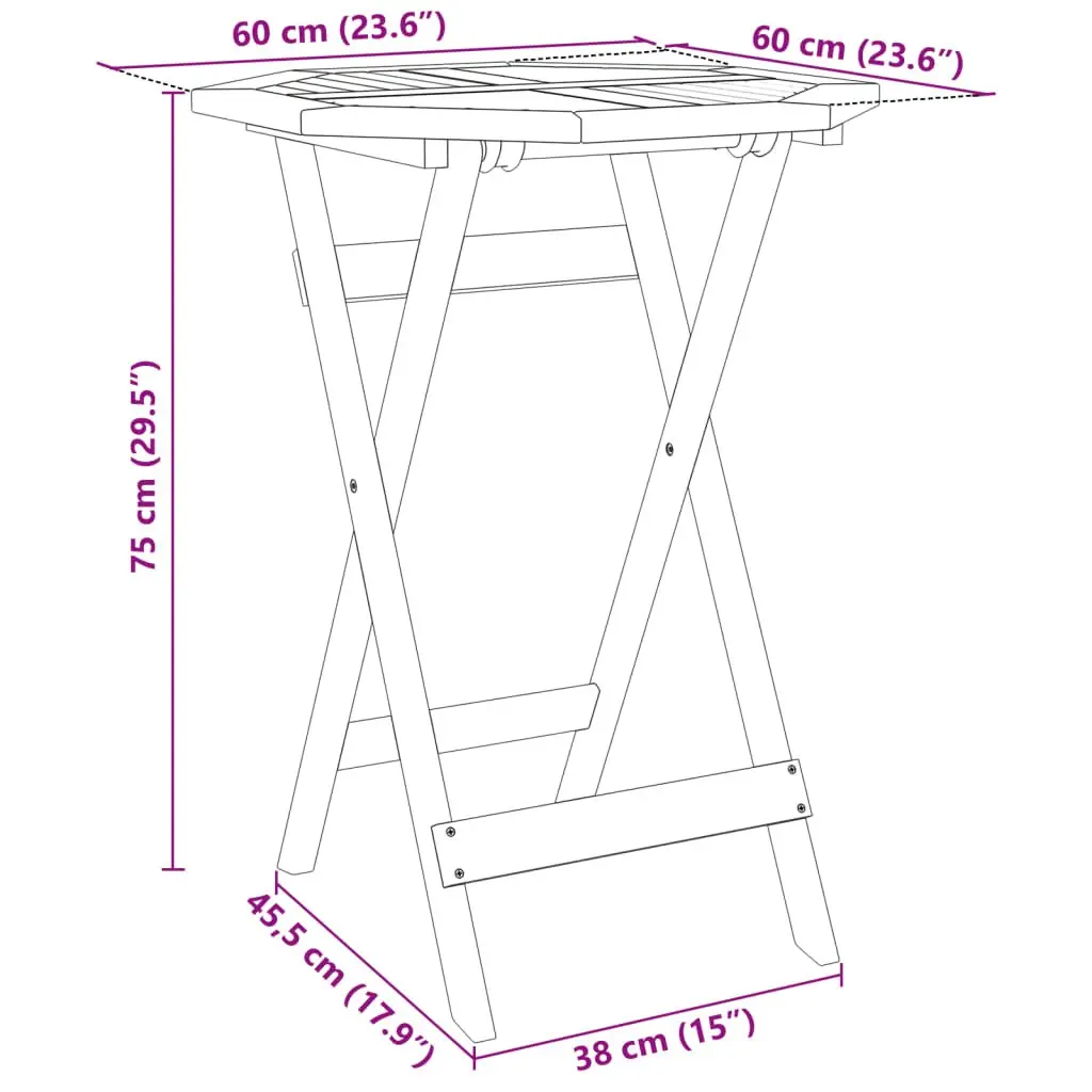 Solid Wood Acacia Folding Bistro Set for Outdoor Spaces