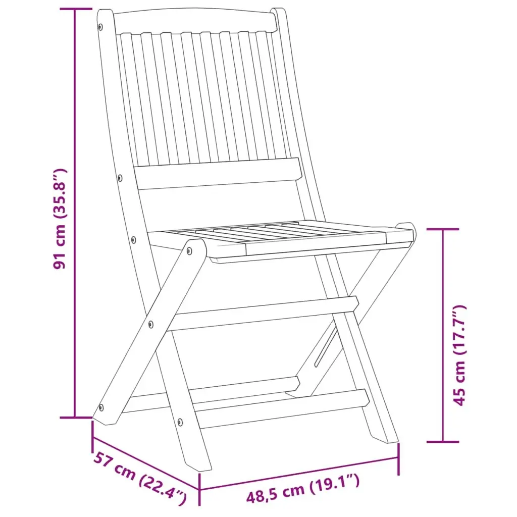Solid Wood Acacia Folding Bistro Set for Outdoor Spaces