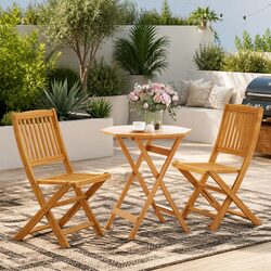 Durable 3 Piece Folding Bistro Set in Solid Acacia Wood