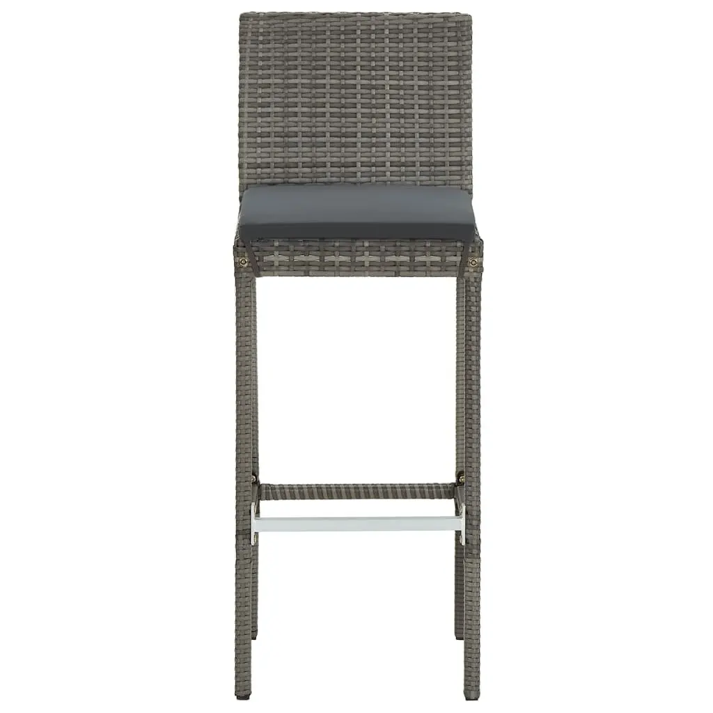 3 Piece Garden Bar Set Acacia Wood Poly Rattan Grey Outdoor Bar Table and Stools