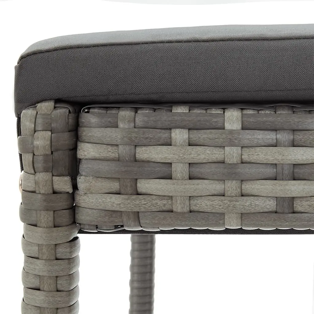 3 Piece Garden Bar Set Acacia Wood Poly Rattan Grey Outdoor Bar Table and Stools