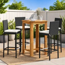 Black 5 Piece Garden Bar Set for Stylish Outdoor Dining
