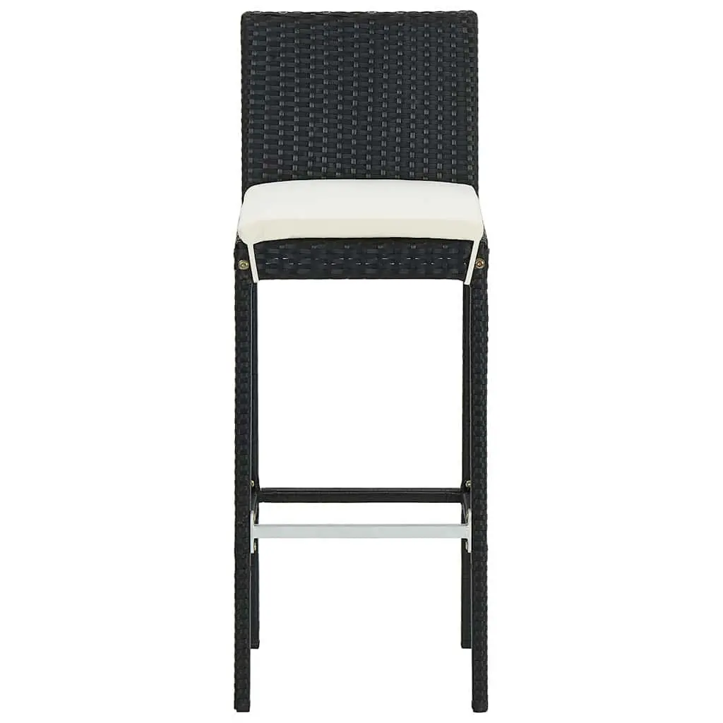 5 Piece Garden Bar Set Acacia Wood Poly Rattan Outdoor Dining Stools Table Black