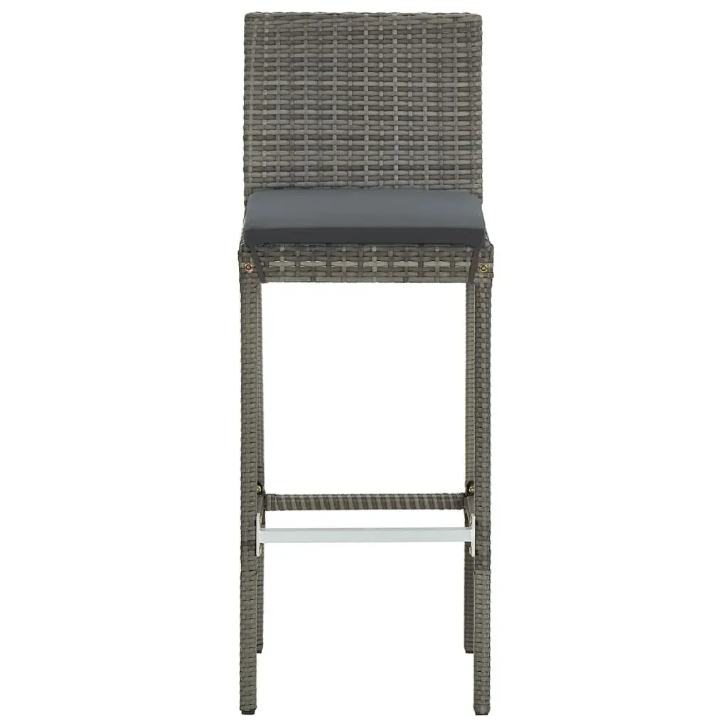 Garden Bar Set Acacia Wood PE Rattan 5 Piece Grey Outdoor Dining