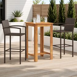Stylish 3 Piece Garden Bar Set in Brown PE Rattan & Acacia