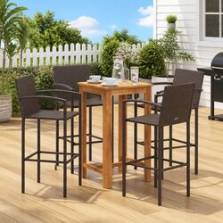 Stylish 5 Piece Garden Bar Set with Acacia Wood Tabletop