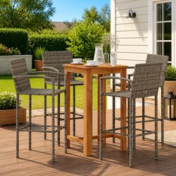 Elegant 5 Piece Outdoor Bar Set with Durable Acacia Top