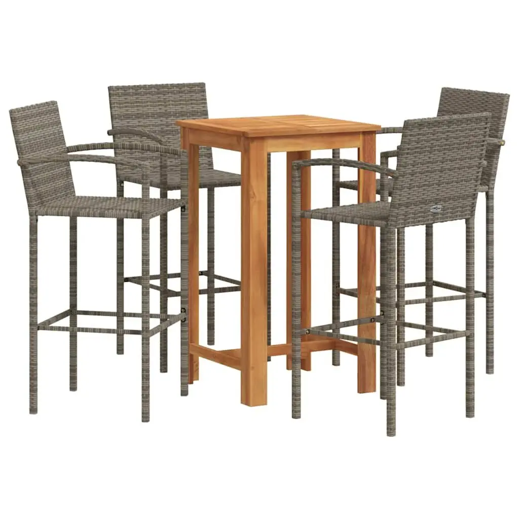 5 Piece Outdoor Bar Set with Durable Acacia Top