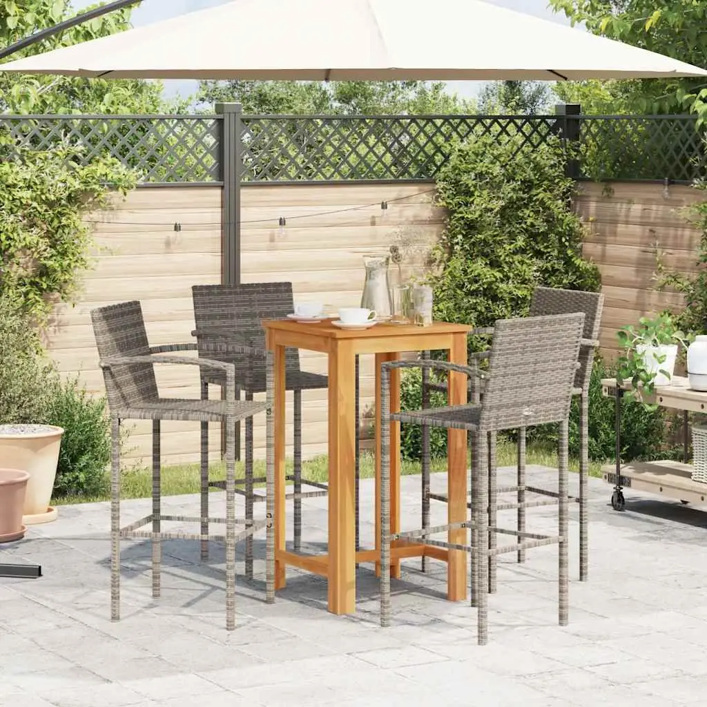 5 Piece Outdoor Bar Set with Durable Acacia Top