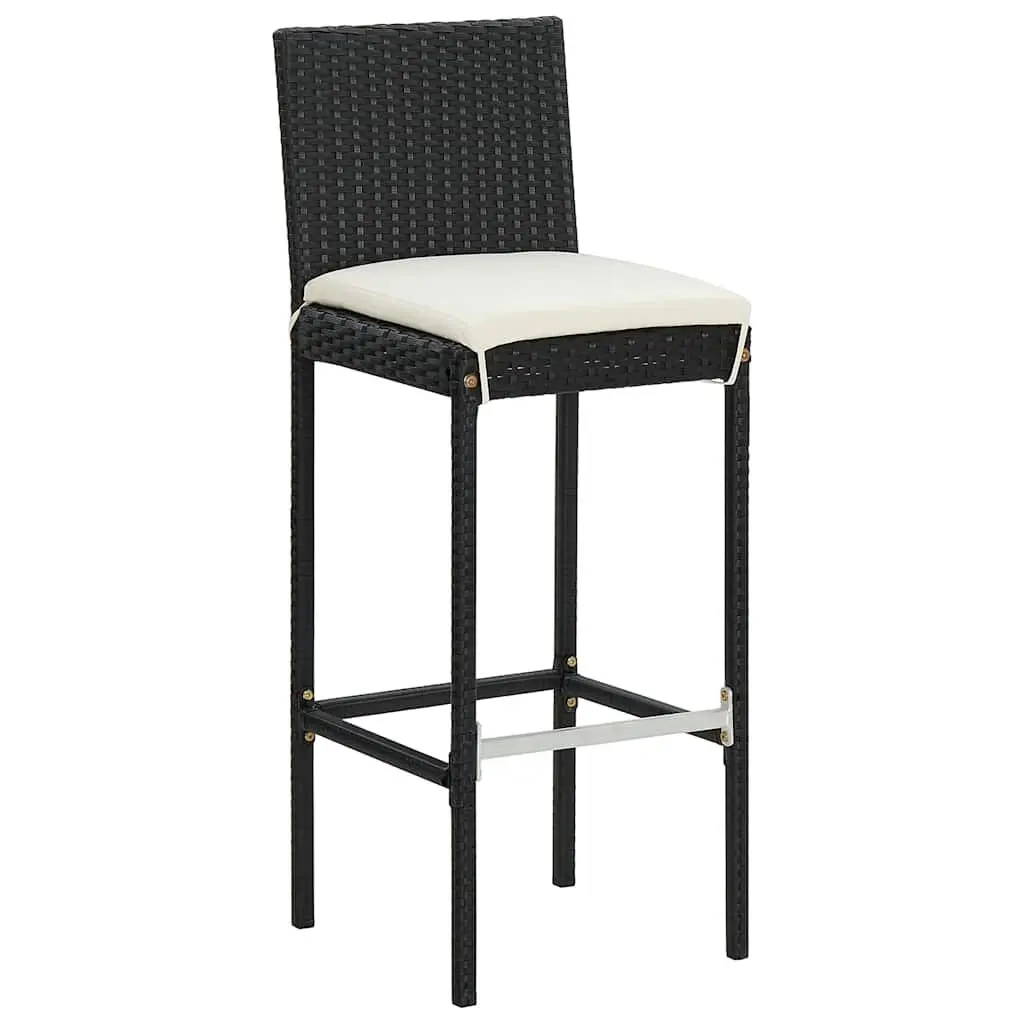 5 Piece Garden Bar Set Acacia Wood Poly Rattan Black