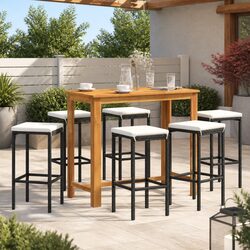 Elegant 7 Piece Garden Bar Set with Acacia Wood Top