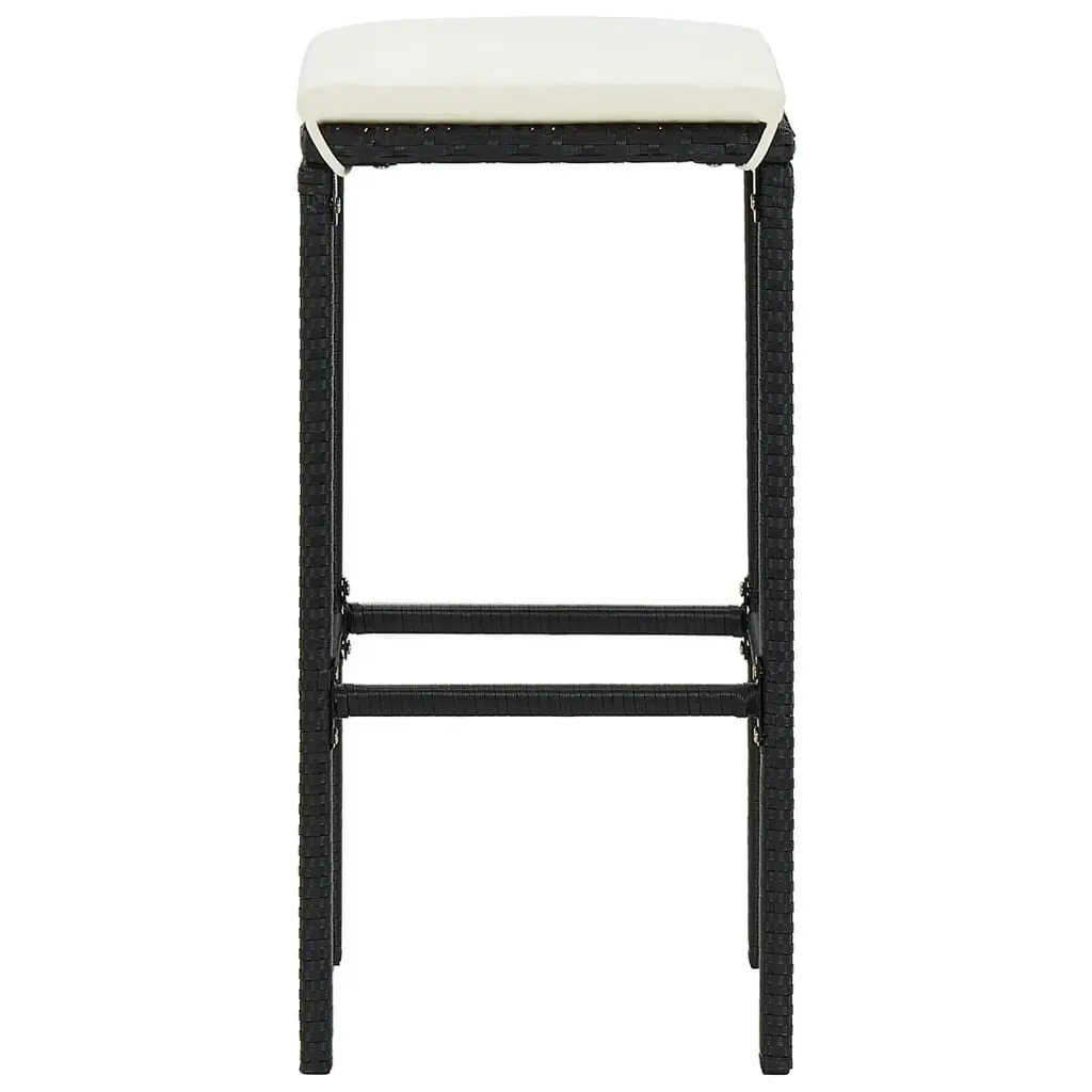 Garden Bar Set Poly Rattan Acacia Wood 7 Piece Black