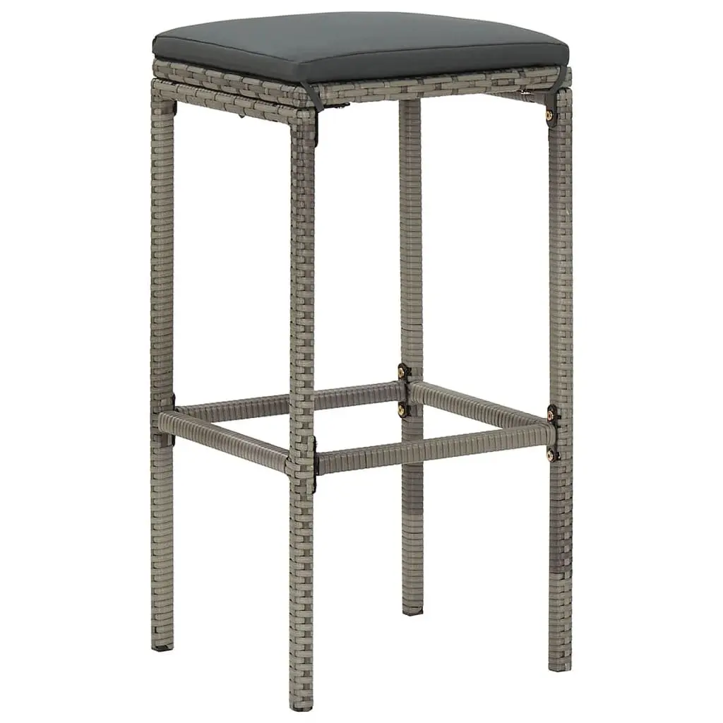 7 Piece Garden Bar Set PE Poly Rattan Grey Acacia Wood Outdoor Furniture
