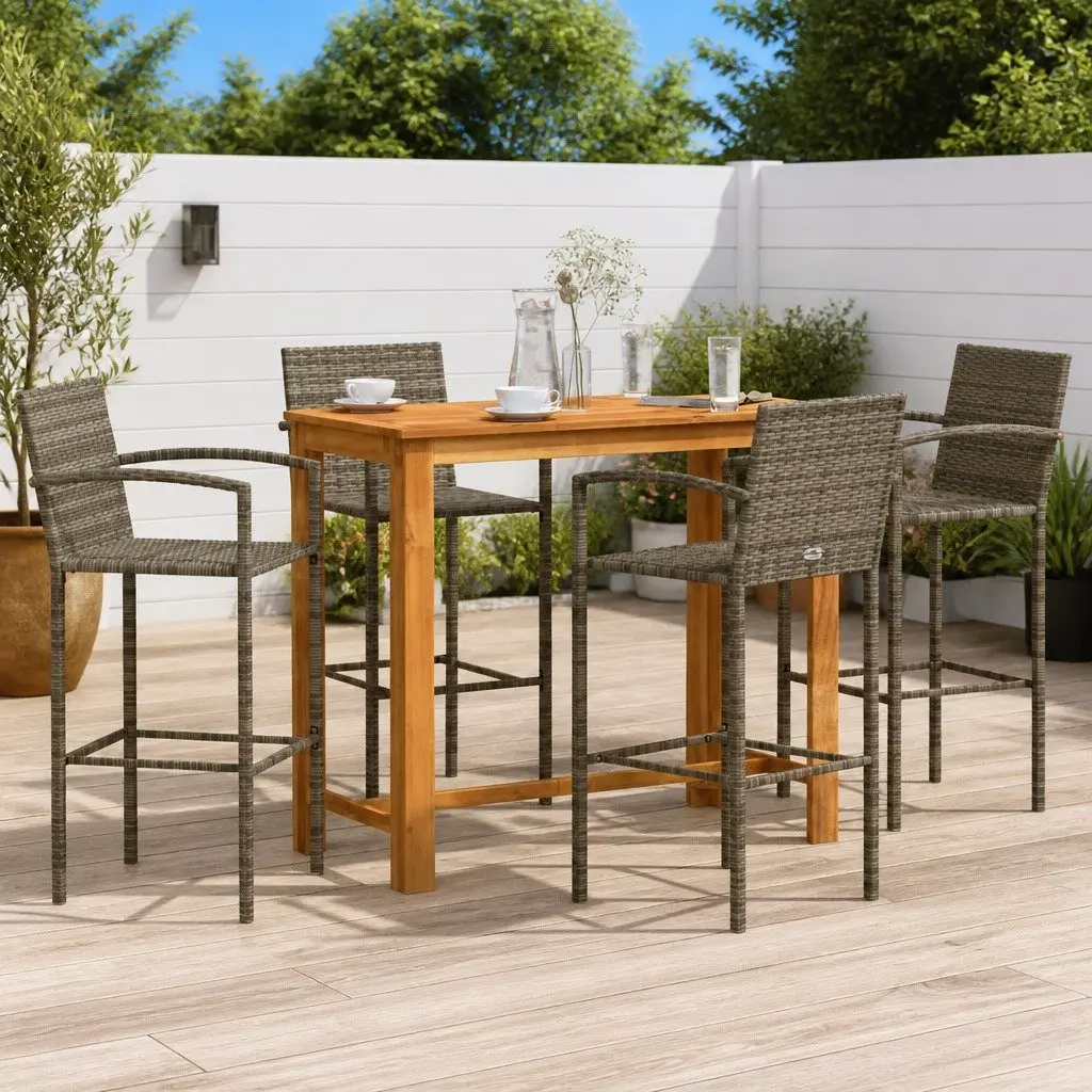 5-Piece Grey Garden Bar Set with Durable Construction